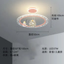 Whimsical blue & gold astronaut led chandelier nursery pendant light