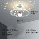 Whimsical blue & gold astronaut led chandelier nursery pendant light