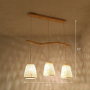 Bamboo bell shade pendant light – dining room wood fixture