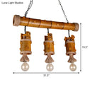 Rustic brown bamboo chinese bucket island light fixture dining room