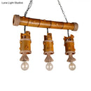 Rustic brown bamboo chinese bucket island light fixture dining room