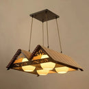 DecorBites™ Bamboo Chinese Island Pendant Light for Triangle Roof Restaurant in Wood