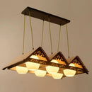 DecorBites™ Bamboo Chinese Island Pendant Light for Triangle Roof Restaurant in Wood