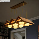 DecorBites™ Bamboo Chinese Island Pendant Light for Triangle Roof Restaurant in Wood