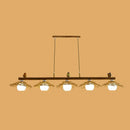 DecorBites™ Bamboo Pendant Lighting: Conical Island Light with White Glass Shade