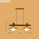 DecorBites™ Bamboo Pendant Lighting: Conical Island Light with White Glass Shade