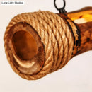DecorBites™ Bamboo Pole LED Suspension Light - Lodge Style Dining Room Island Lamp in Wood