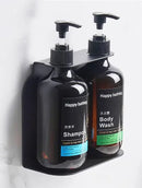 Modern black wall mounted liquid soap dispenser bathroom amber glass