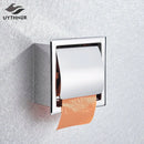 Modern matte black roll paper holder & towel rack bathroom storage