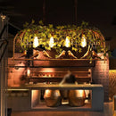 DecorBites™ Birdcage Industrial Iron Dining Room Island Light - Black/Bronze Hanging Pendant with Decorative Plant and Bird