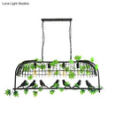 DecorBites™ Birdcage Industrial Iron Dining Room Island Light - Black/Bronze Hanging Pendant with Decorative Plant and Bird