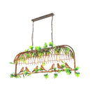 DecorBites™ Birdcage Industrial Iron Dining Room Island Light - Black/Bronze Hanging Pendant with Decorative Plant and Bird