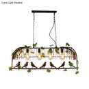 DecorBites™ Birdcage Pendant Light - Rustic Wrought Iron Island Lamp with Vine and Bird Deco for Dining Room