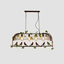 DecorBites™ Birdcage Pendant Light - Rustic Wrought Iron Island Lamp with Vine and Bird Deco for Dining Room