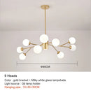 Decorbites black chandelier with white glass globes for living room