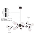 Decorbites black chandelier with white glass globes for living room