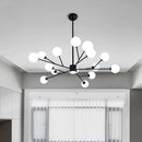 Decorbites black chandelier with white glass globes for living room