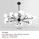 Decorbites black chandelier with white glass globes for living room