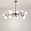 Decorbites black chandelier with white glass globes for living room