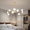 Decorbites black chandelier with white glass globes for living room