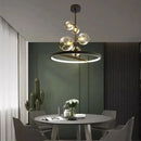 DecorBites™ Black Glass Ball LED Pendant Chandelier for Dining Room, Kitchen, and Restaurant