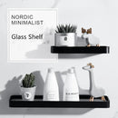 Minimalist black glass bathroom shelf rectangular wall mounted rack