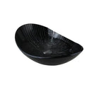 Modern black etched glass bathroom sink set with waterfall faucet