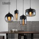 Modern black glass pendant light set of 3 for dining room