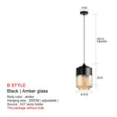 Modern black glass pendant lights for dining room set of 2