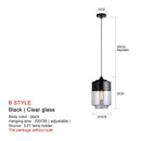 Modern black glass pendant lights for dining room set of 2
