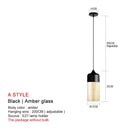 Modern black glass pendant lights for dining room set of 2