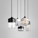 Modern black glass pendant lights for dining room set of 2