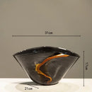 Modern black & gold glass vase set living room flower pot