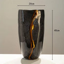 Modern black & gold glass vase set living room flower pot
