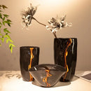 Modern black & gold glass vase set living room flower pot