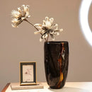 Modern black & gold glass vase set living room flower pot