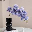 DecorBites™ Black Glass Vase with Artificial Flowers for Minimalist Room Decor