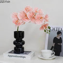 DecorBites™ Black Glass Vase with Artificial Flowers for Stylish Room Decor