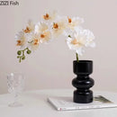 DecorBites™ Black Glass Vase with Artificial Flowers for Stylish Room Decor