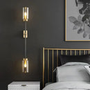 Modern brass and black glass wall lamp living room sconce