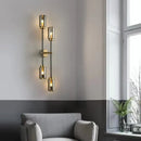 Modern brass and black glass wall lamp living room sconce