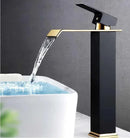 Modern black & gold waterfall basin faucet bathroom mixer tap