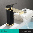 Modern black & gold waterfall basin faucet bathroom mixer tap