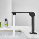 Modern black & gold basin faucet for bathroom sink with textured knob
