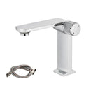 Modern black & gold basin faucet for bathroom sink with textured knob