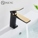 DecorBites™ Black Gold Basin Faucet: Stylish Deck Mounted Bathroom Sink Faucet with Gold Handle