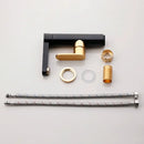Modern black & gold bathroom faucet with oval handle basin mixer tap