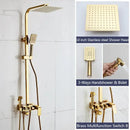Modern black & gold shower faucet set bathroom rainhead system