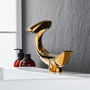 Modern sleek black & gold brass bathroom faucet sink mixer tap