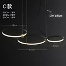 DecorBites™ Black Gold Chandelier Creative Italian Design Light Metal LED Rings Circle